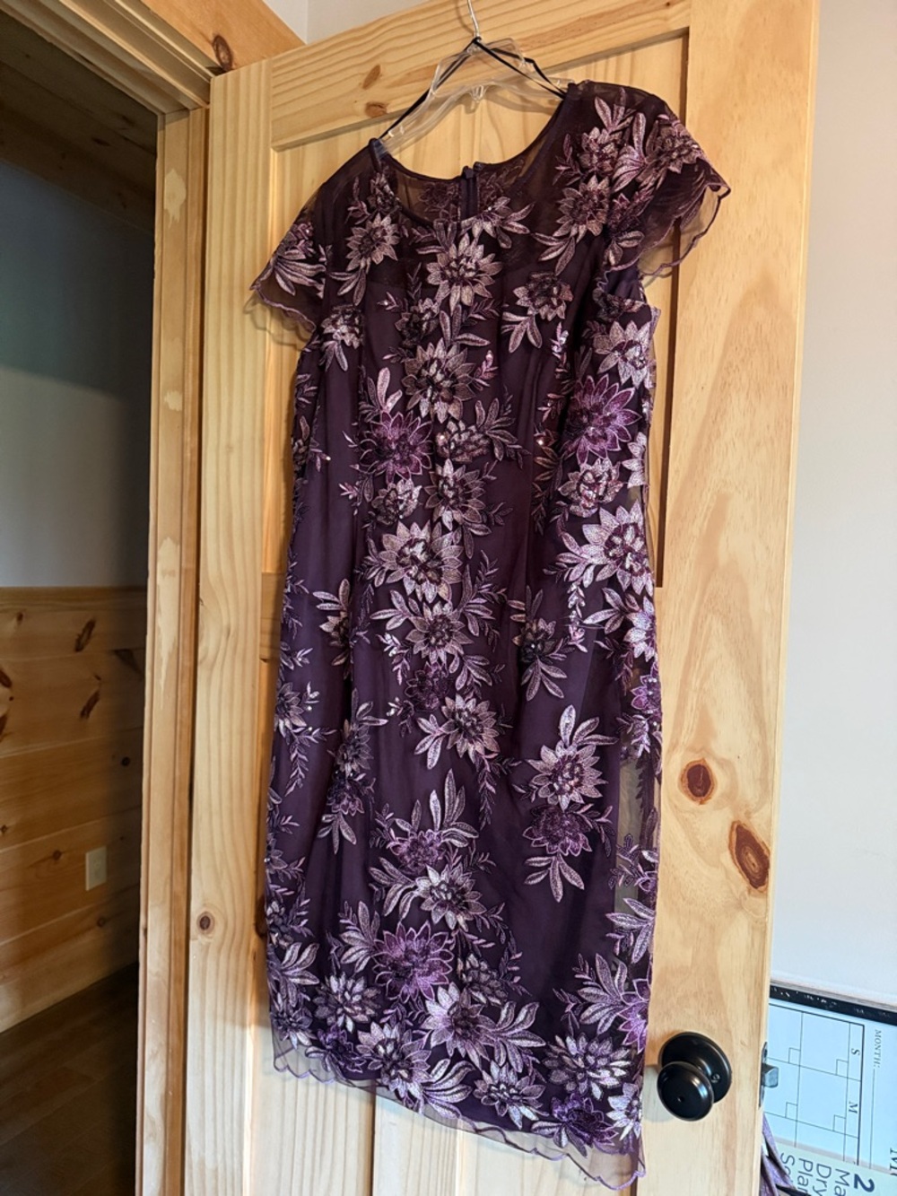 Alex Evenings Plum Purple Floral Lace Midi Dress